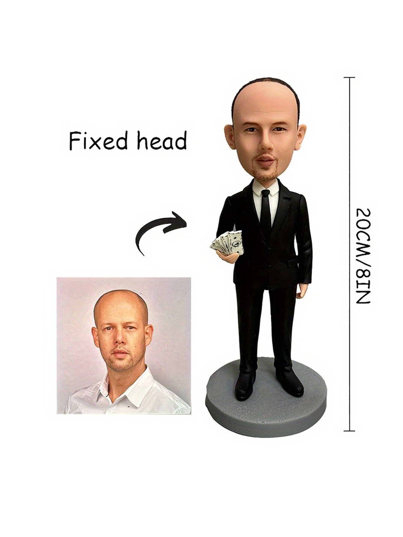 Custom Clay Cartoon Bobblehead Dolls Personalized photo customization with a slightly cartoonish, exclusive private design